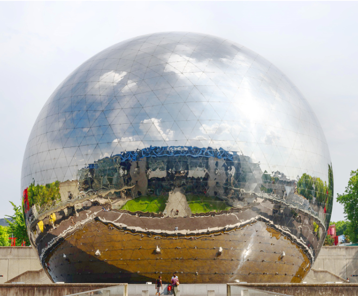 A mirrored sphere in La Villette
